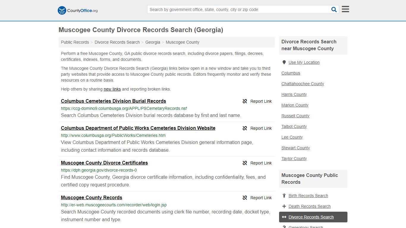 Muscogee County Divorce Records Search (Georgia) - County Office