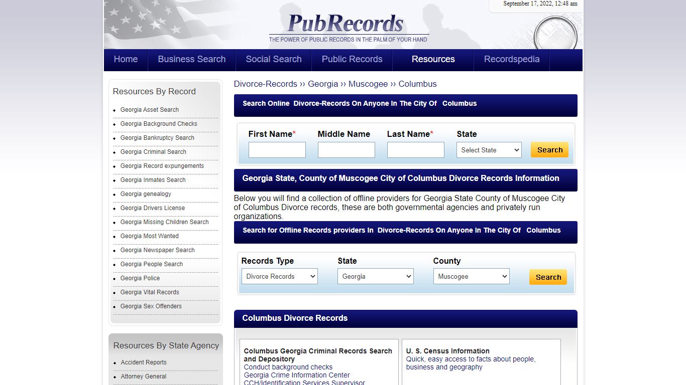 Columbus, Muscogee County, Georgia Divorce Records